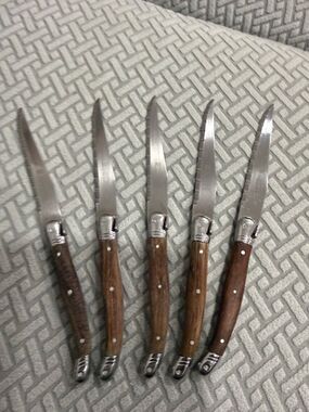Laguiole Inox France Sabatier Stainless Serrated  Grill Steak Knives 9” Bee Logo